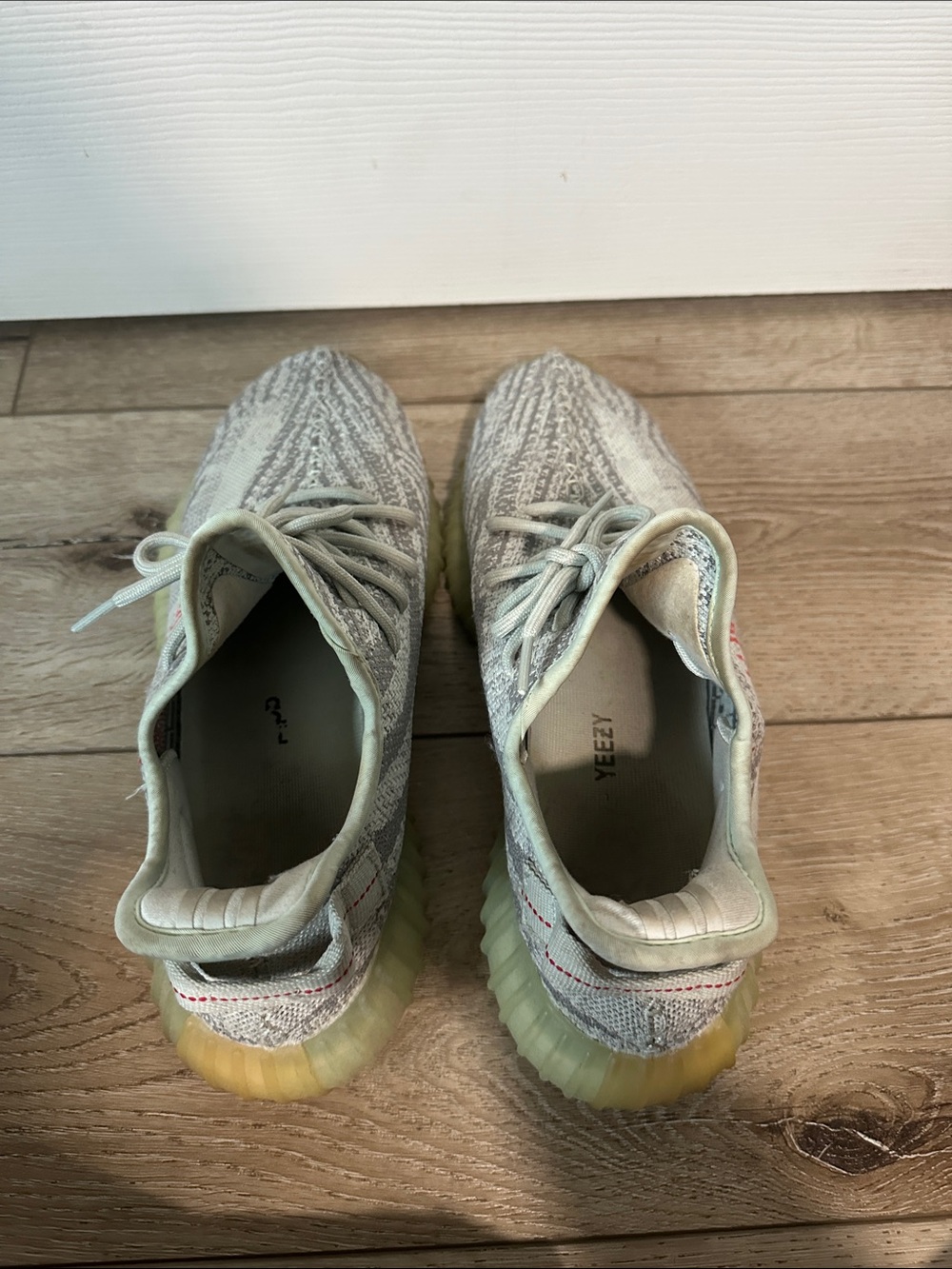 adidas Yeezy Boost 350 V2 Grey and ICE Athletic Shoes - Picture 3 of 4